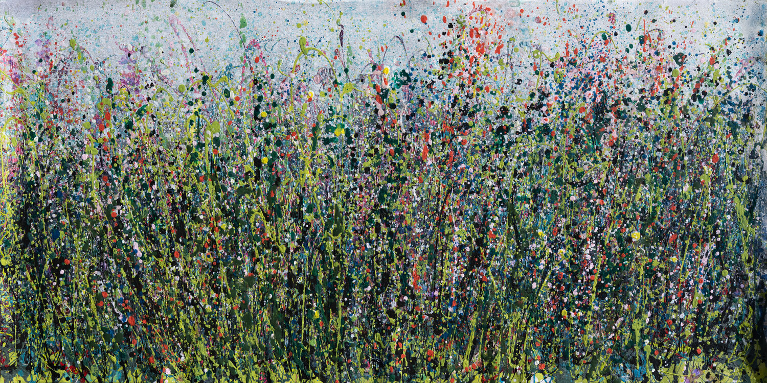 Splattered Bloomscape Pollock-Inspired Abstract Lena Owens