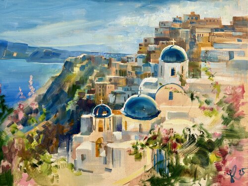 Santorini in sunny day von Yulia Prykina, Malerei kaufen auf Singulart