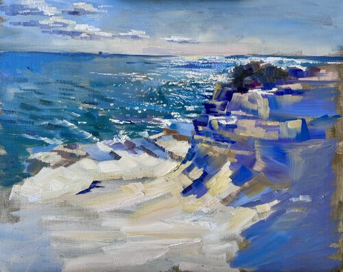 White stones, white reflections von Yulia Prykina, Malerei kaufen auf Singulart