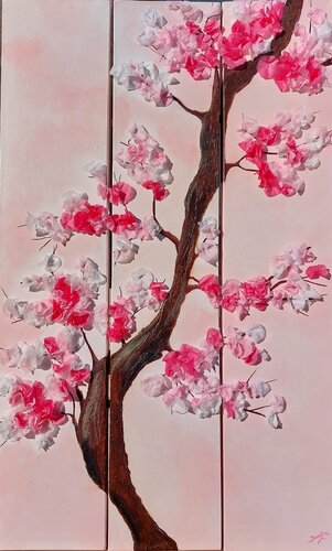 Sakura en fleurs von Sandra MESSAOUDI, Malerei kaufen auf Singulart