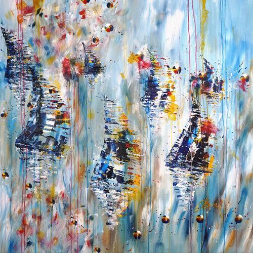 Abstract Regatta di Dominique Lenoir, Pittura in vendita su Singulart
