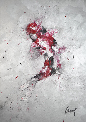 Silver-red Koi von Dominique Lenoir, Malerei kaufen auf Singulart