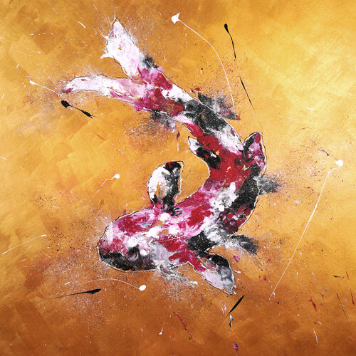 Gold-red Koi van Dominique Lenoir, Schilderij te koop op Singulart