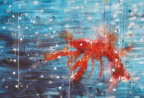 Floating Lobster by Dominique Lenoir, Painting for Sale on Singulart