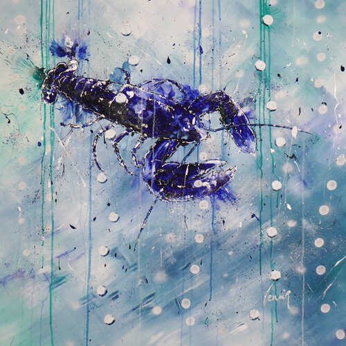 Blue Lobster by Dominique Lenoir, Painting for Sale on Singulart