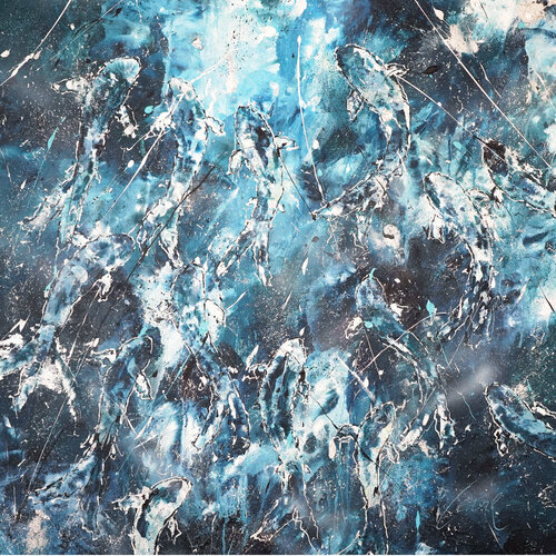 Abstract Fishes Odyssey 1 de Dominique Lenoir, Pintura a la venta en Singulart