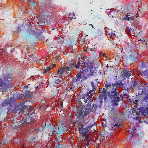 Abstract Fishes Odyssey 3 par Dominique Lenoir, Peinture en vente sur Singulart