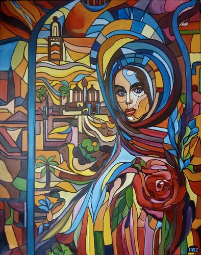 Rose des sables van Serge DUMEZ, Schilderij te koop op Singulart