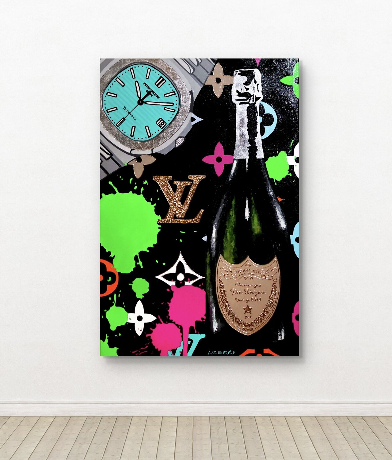 CHAMPAGNE TIME by LIZERRY ART (2024) Painting Acrylic, Gold