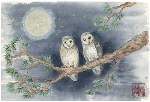 Masked Owls di Arlo Mercia, Pittura in vendita su Singulart