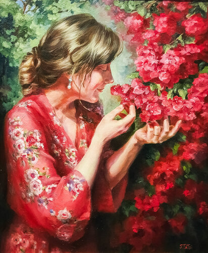 Red bougainvillea de Tetyana Soboleva, Pintura a la venta en Singulart