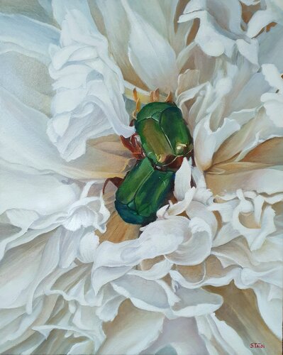 Emerald Guests in White Chambers by Tetyana Soboleva, Painting for Sale on Singulart