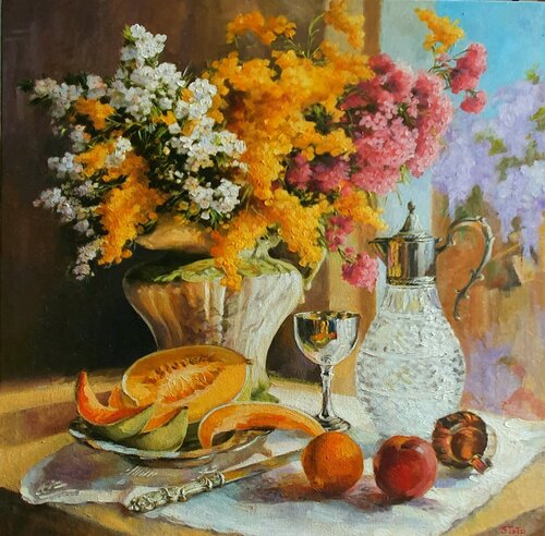 Still life with rockmelon di Tetyana Soboleva, Pittura in vendita su Singulart