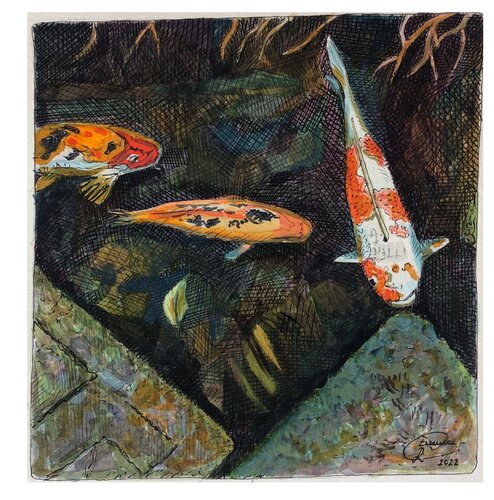 Koi fish 1 van Emma Ramírez Conde, Werk op papier te koop op Singulart
