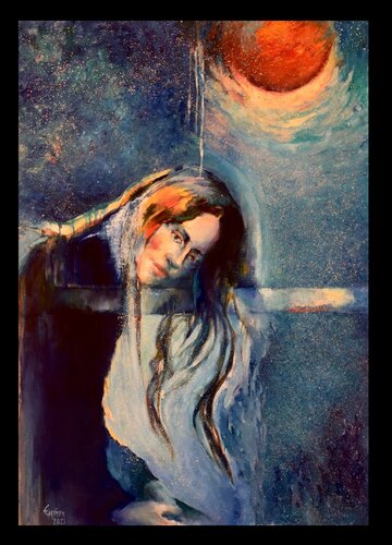 Red moon di Eirini Riga, Pittura in vendita su Singulart