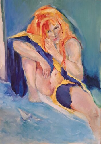 girl with red hair van Eirini Riga, Schilderij te koop op Singulart