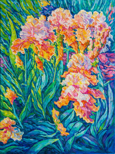 Iridescent Irises di tao bai, Pittura in vendita su Singulart
