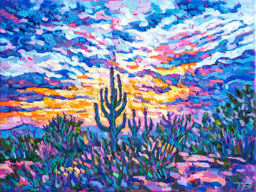 Cactus in the Fire Sky di tao bai, Pittura in vendita su Singulart