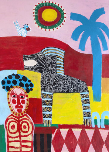 Walk Like An Egyptian Dog van Tommy Lennartsson, Schilderij te koop op Singulart