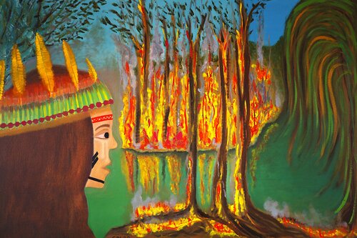 Amazonas en peligro di Gustavo de Leon, Pittura in vendita su Singulart