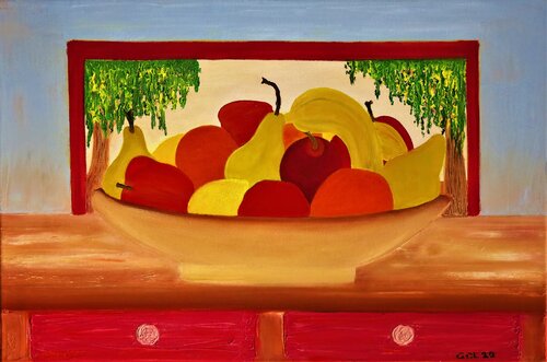 Canasto de frutas van Gustavo de Leon, Schilderij te koop op Singulart