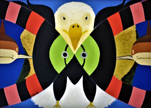 Aguila Calva, peces y tiburones. van Gustavo de Leon, Schilderij te koop op Singulart