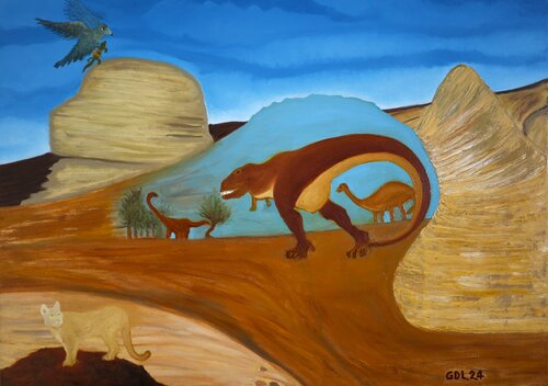 Ventana al pasado cretácico Patagónico. by Gustavo de Leon, Painting for Sale on Singulart