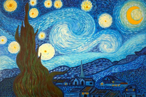 La noche estrellada - Estudio versión GDL. di Gustavo de Leon, Pittura in vendita su Singulart