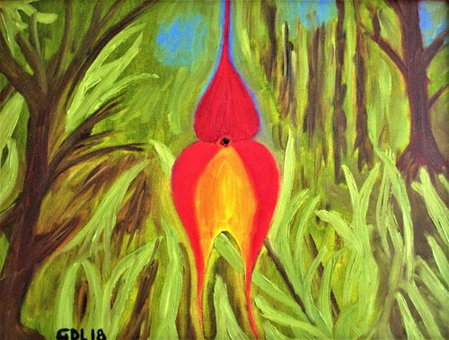 Masdevallia Veitchiana - Orquidea di Gustavo de Leon, Pittura in vendita su Singulart