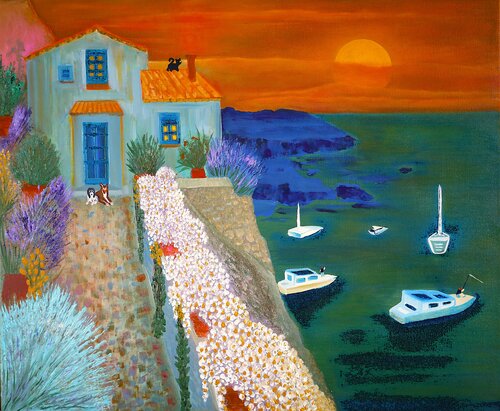 Casita en acantilado di Gustavo de Leon, Pittura in vendita su Singulart