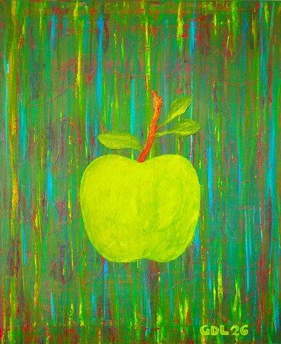 Green apple van Gustavo de Leon, Schilderij te koop op Singulart