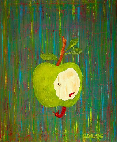 Green apple de Gustavo de Leon, Pintura a la venta en Singulart