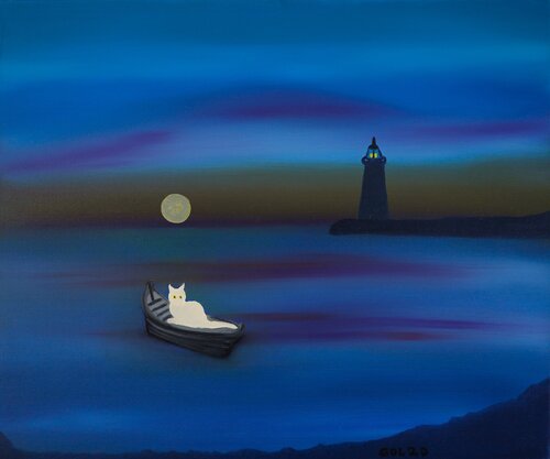 Bianca y el faro par Gustavo de Leon, Peinture en vente sur Singulart