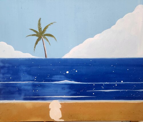 waiting in beach par Jinkyeong An, Peinture en vente sur Singulart