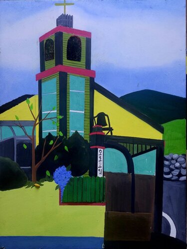 hometown church by Jinkyeong An, Painting for Sale on Singulart