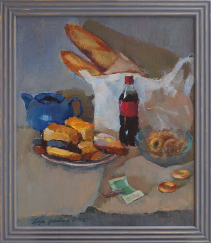 Still Life with donuts von Zoja Golubeva, Malerei kaufen auf Singulart