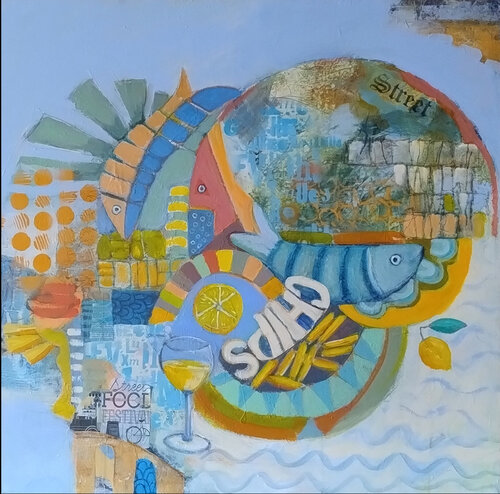 Fish & Chips von Florentina-Maria Popescu, Malerei kaufen auf Singulart
