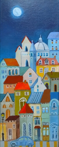 The old town 2 van Florentina-Maria Popescu, Schilderij te koop op Singulart