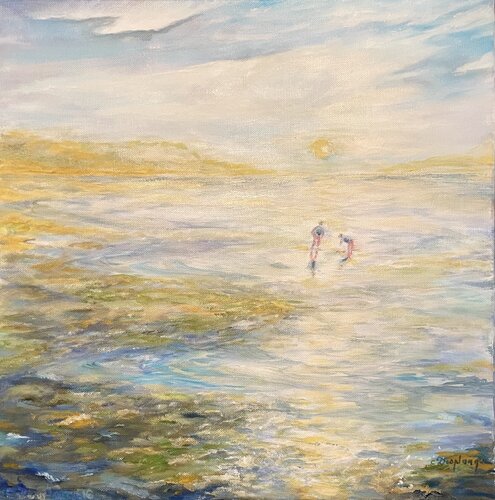 Ensemble sur la plage van Christine desplanque, Schilderij te koop op Singulart