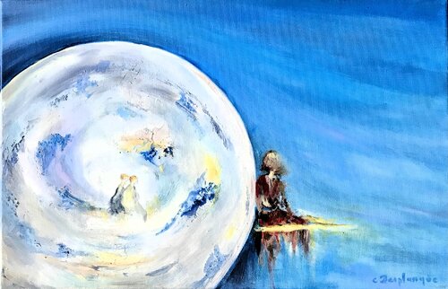 A coté de la lune by Christine desplanque, Painting for Sale on Singulart