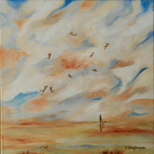 Les pensées s'envolent. van Christine desplanque, Schilderij te koop op Singulart