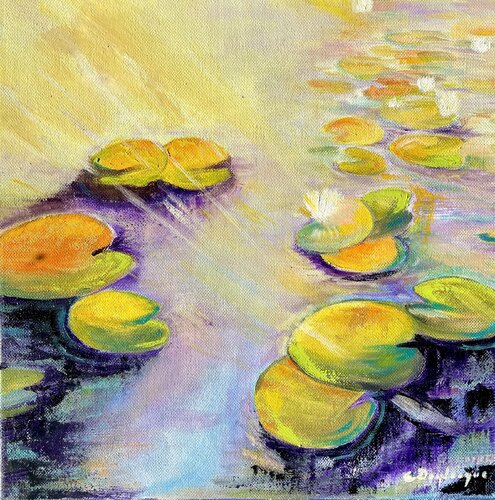 Lumière sur les nénuphars de Christine desplanque, Pintura a la venta en Singulart