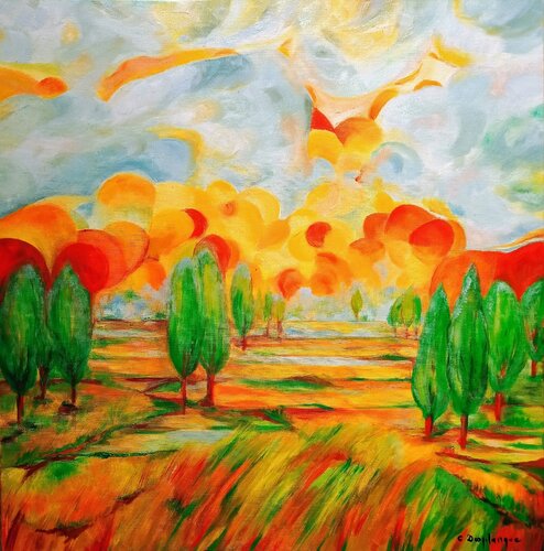 Paysage d'Ici 2 van Christine desplanque, Schilderij te koop op Singulart