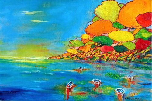 Couleurs d'Occitanie di Christine desplanque, Pittura in vendita su Singulart