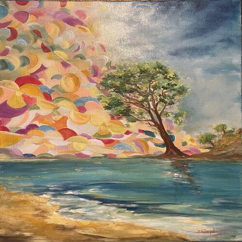 L étang d Occitanie di Christine desplanque, Pittura in vendita su Singulart