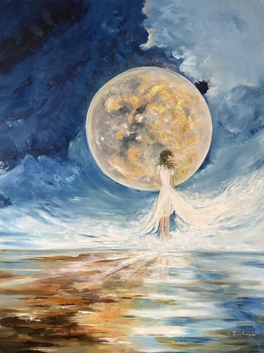 Femme lunaire di Christine desplanque, Pittura in vendita su Singulart