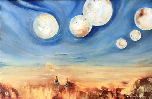 La ronde des lunes by Christine desplanque, Painting for Sale on Singulart