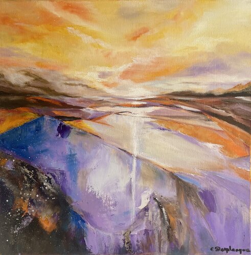 Paysage abstrait orange by Christine desplanque, Painting for Sale on Singulart