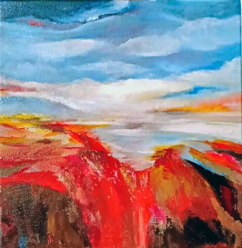 Coquelicots en cascade di Christine desplanque, Pittura in vendita su Singulart