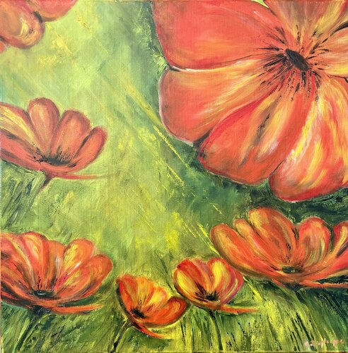 Coquelicots jolis van Christine desplanque, Schilderij te koop op Singulart